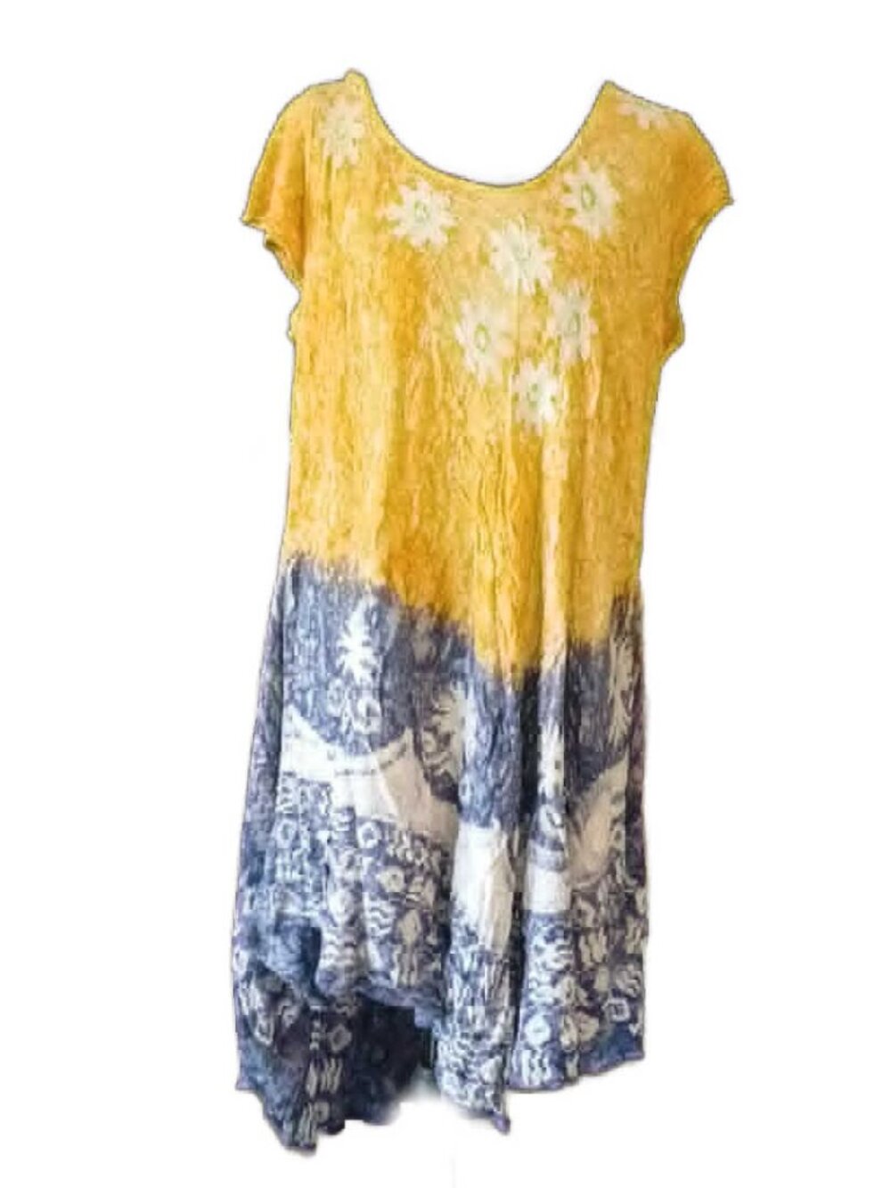 Riviera Sun Yellow & Blue Tropical Midi Dress